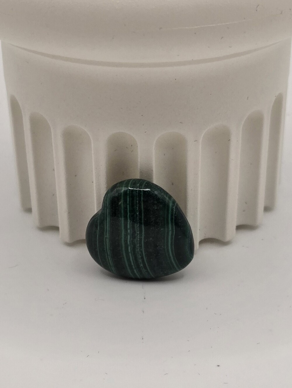 Heart-Shaped Malachite Stone - Green Striped Heart
